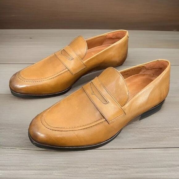 Wolf & Shepherd Mens leather penny loafers size 8 made in Portugal 🇵🇹 - Picture 1 of 7